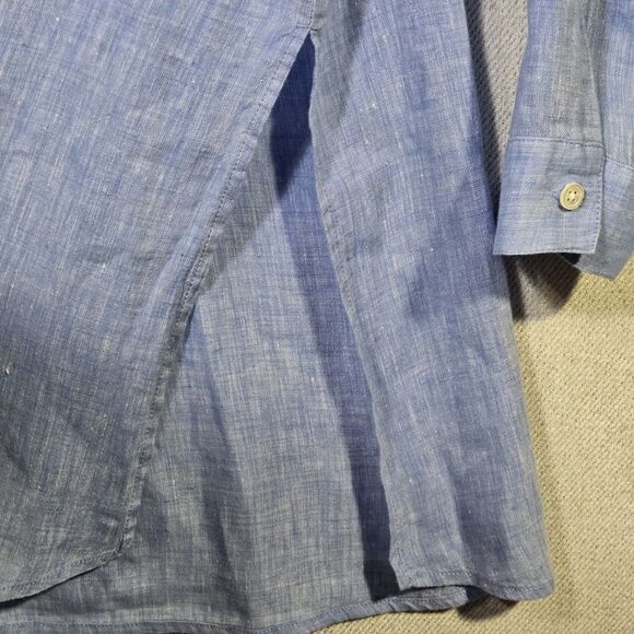 J Jill Shirt Tunic Love Linen Button Blouse Slits Beach Medium Long Sleeve - Picture 8 of 13